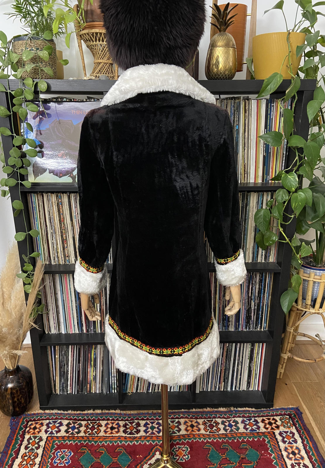 Vintage 1970s Black Faux Fur Penny Lane Coat