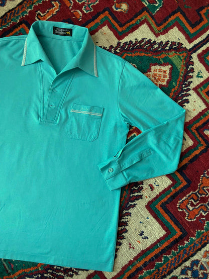 Vintage 1970s Turquoise Japanese Jack Nicklaus Golf Jersey Top