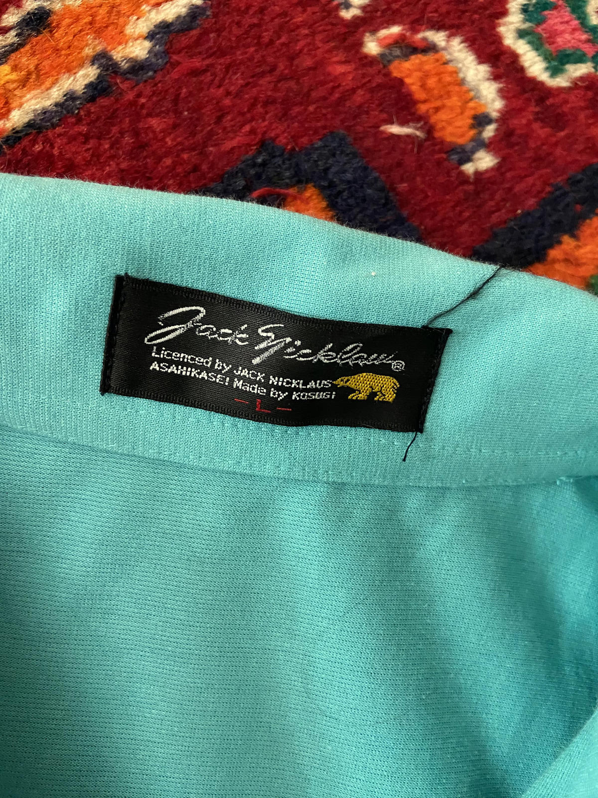 Vintage 1970s Turquoise Japanese Jack Nicklaus Golf Jersey Top
