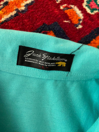 Vintage 1970s Turquoise Japanese Jack Nicklaus Golf Jersey Top