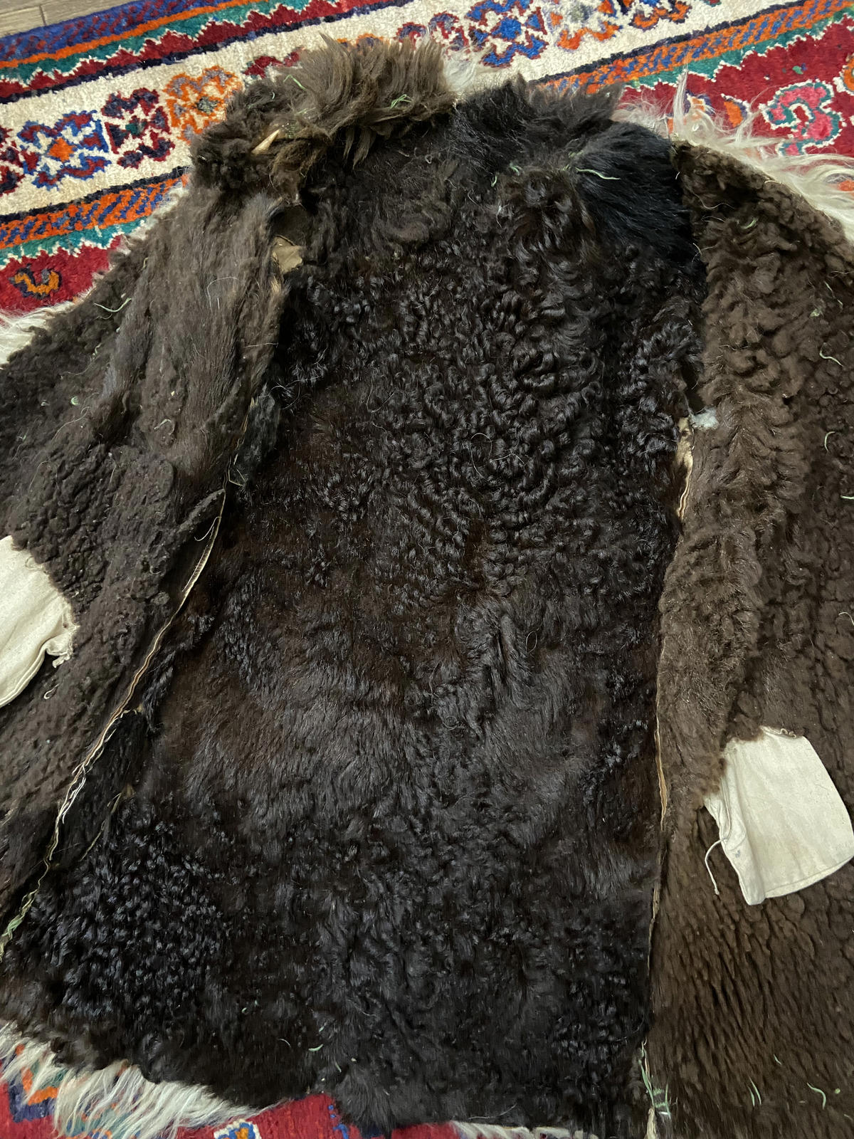 Vintage 1970s Brown Green Afghan Coat