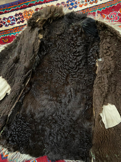 Vintage 1970s Brown Green Afghan Coat