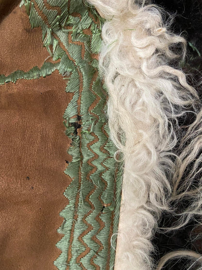 Vintage 1970s Brown Green Afghan Coat