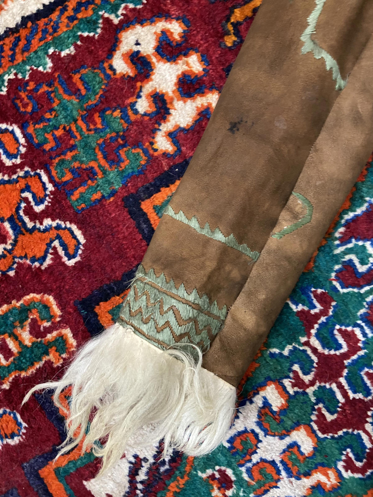 Vintage 1970s Brown Green Afghan Coat