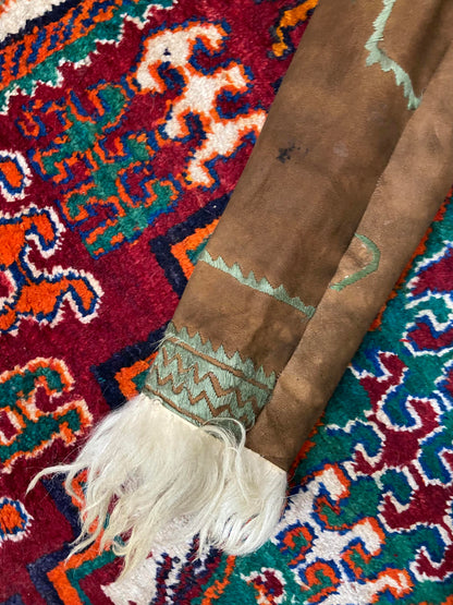 Vintage 1970s Brown Green Afghan Coat