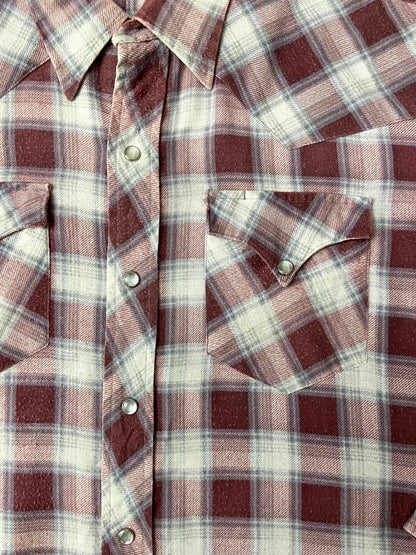 Vintage 1970s H Bar C Dusty Pink Plaid Western Shirt