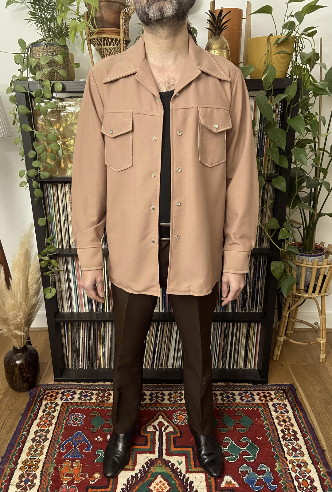 Vintage 1970s Dagger Collar Western Leisure Suit Jacket
