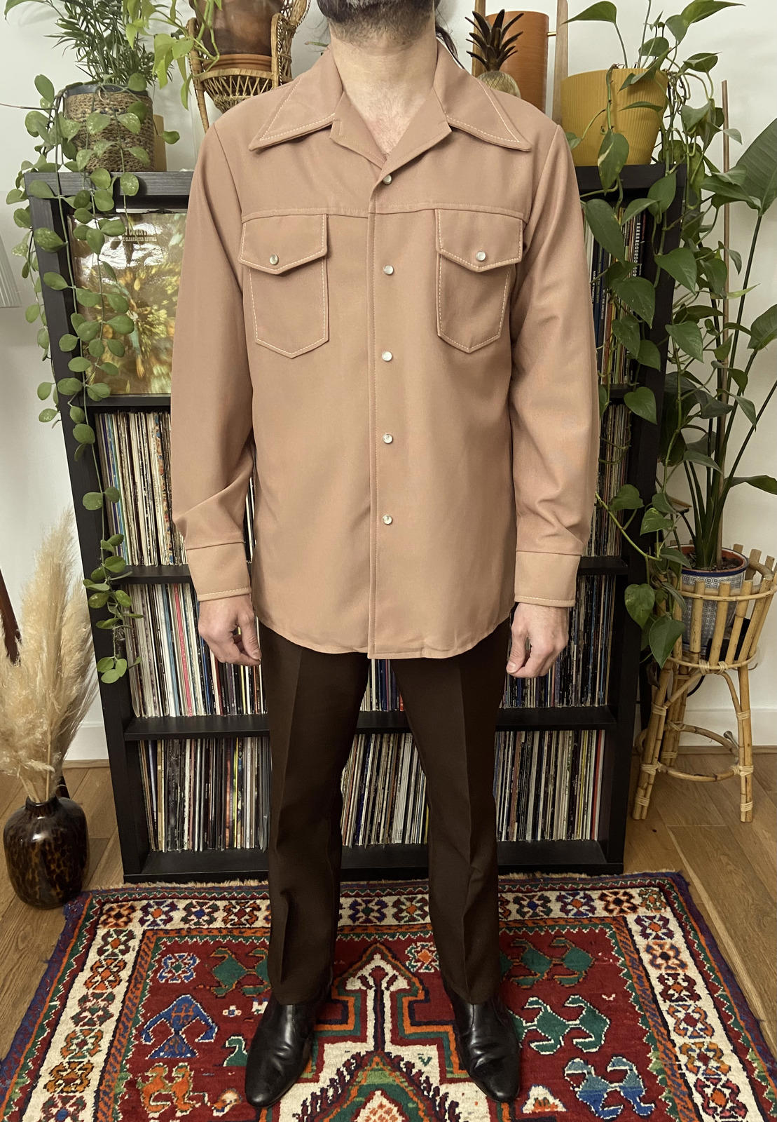 Vintage 1970s Dagger Collar Western Leisure Suit Jacket