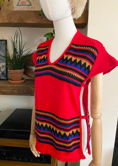 Vintage 1970s Red Southwestern Knit Top