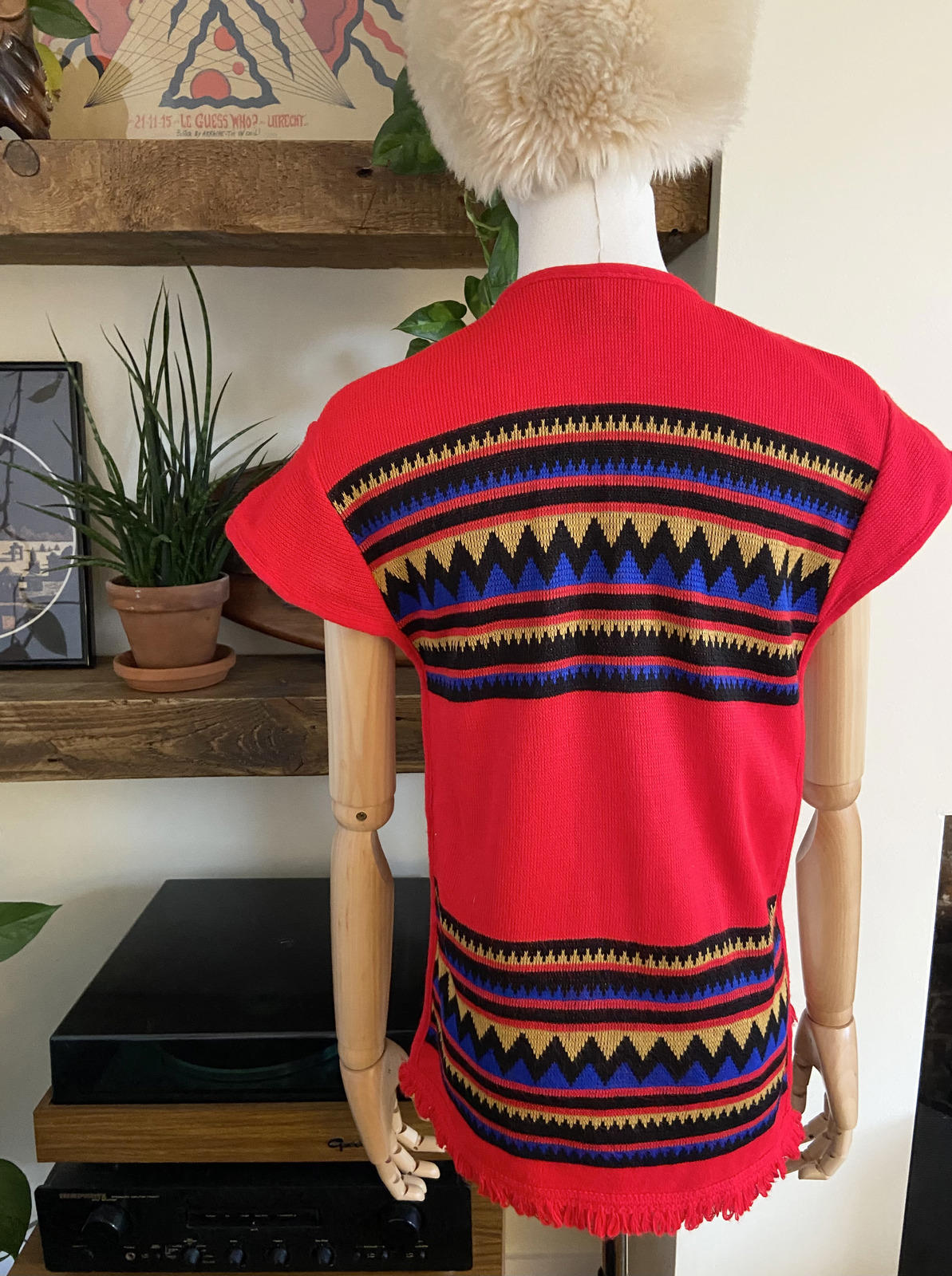 Vintage 1970s Red Southwestern Knit Top