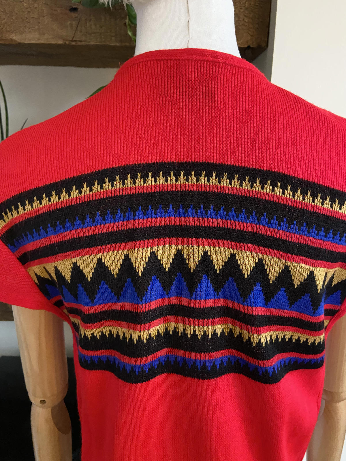 Vintage 1970s Red Southwestern Knit Top