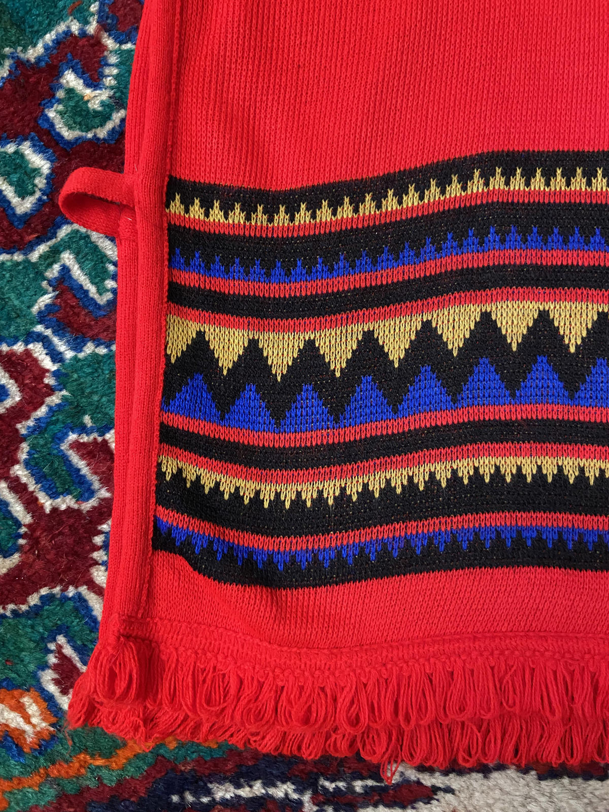 Vintage 1970s Red Southwestern Knit Top