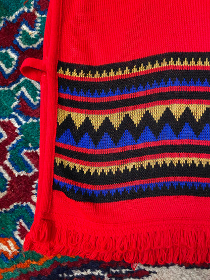 Vintage 1970s Red Southwestern Knit Top