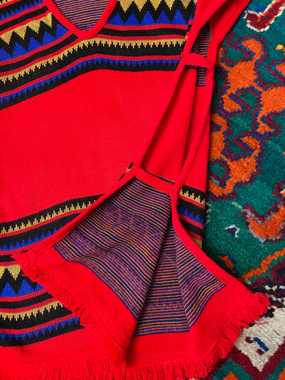 Vintage 1970s Red Southwestern Knit Top