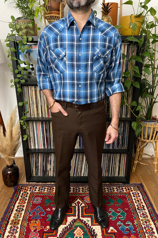 Vintage XL Ely Plains Blue Western Shirt