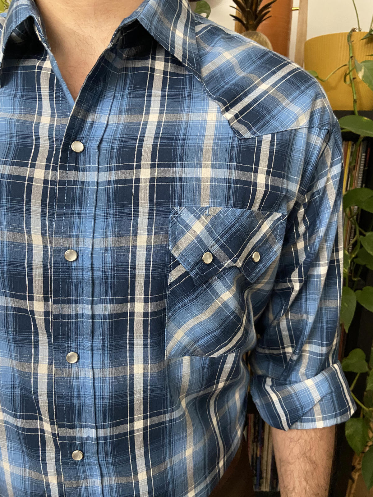 Vintage XL Ely Plains Blue Western Shirt