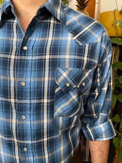 Vintage XL Ely Plains Blue Western Shirt