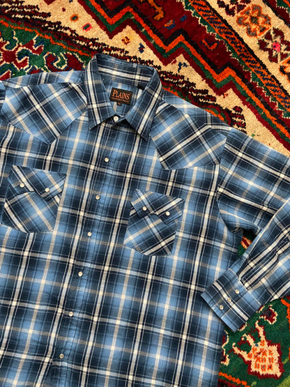 Vintage XL Ely Plains Blue Western Shirt