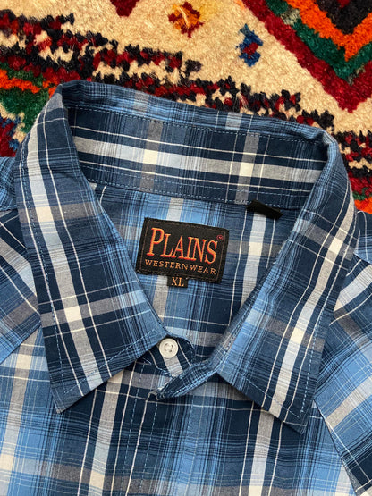 Vintage XL Ely Plains Blue Western Shirt
