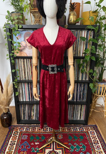 Vintage 1980s Red Velvet Richard Shops Dress