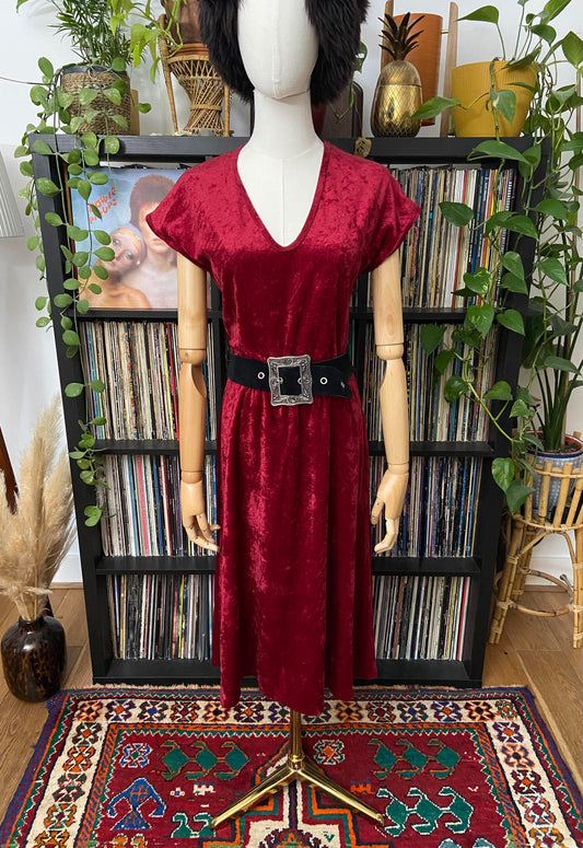 Vintage 1980s Red Velvet Richard Shops Dress
