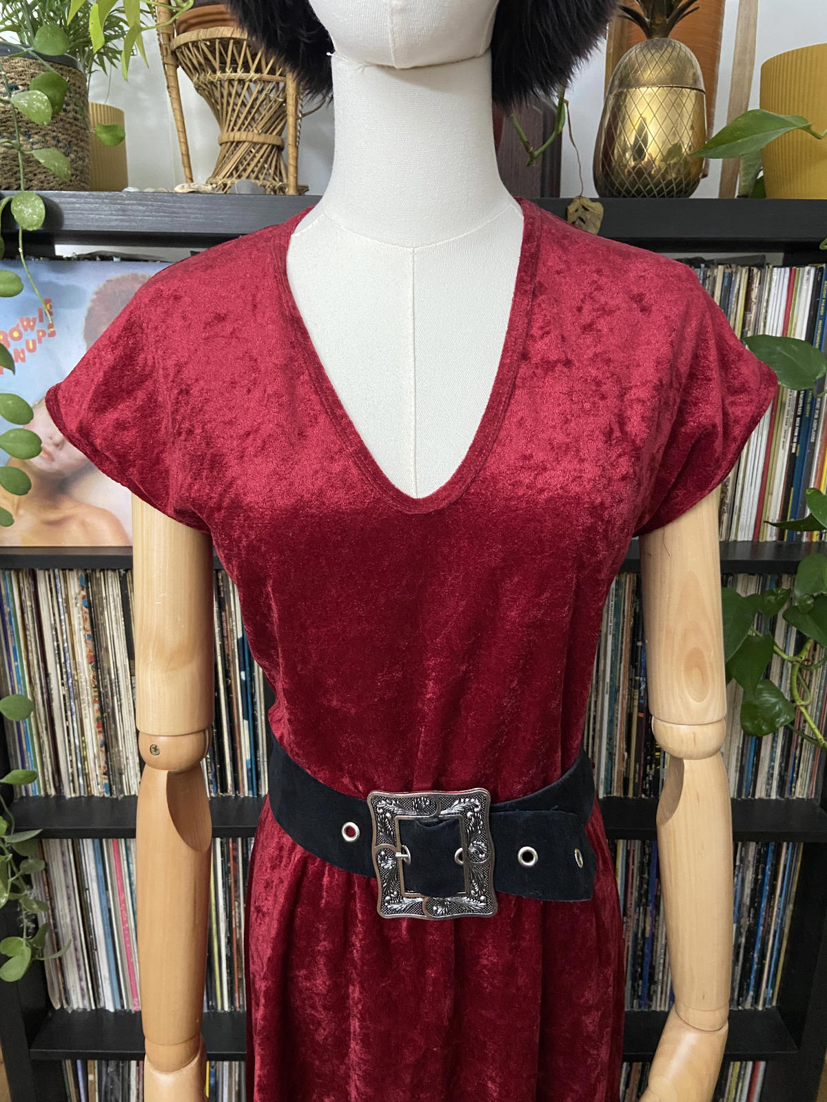 Vintage 1980s Red Velvet Richard Shops Dress