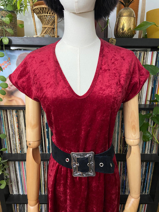 Vintage 1980s Red Velvet Richard Shops Dress