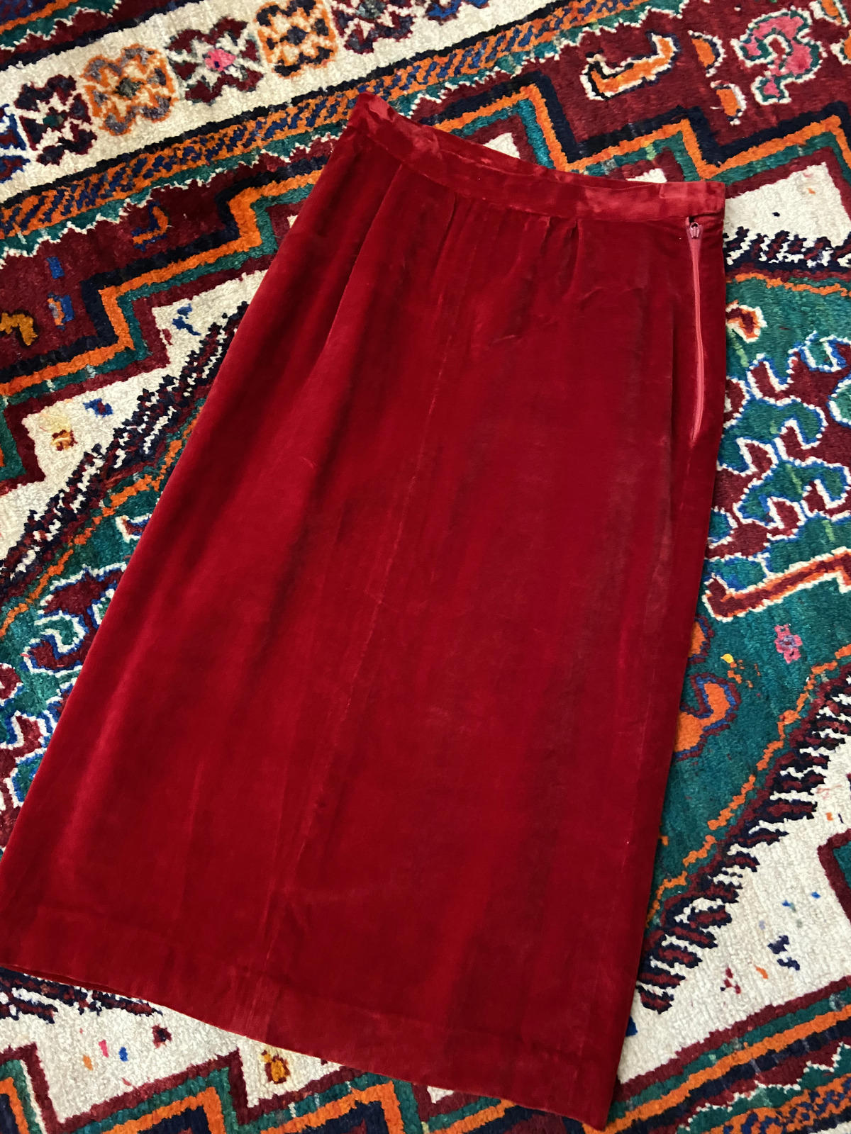 Vintage 1970s Red Velvet Skirt