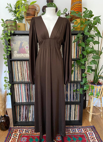 Vintage 1970s Brown Ossie Clark Maxi Dress