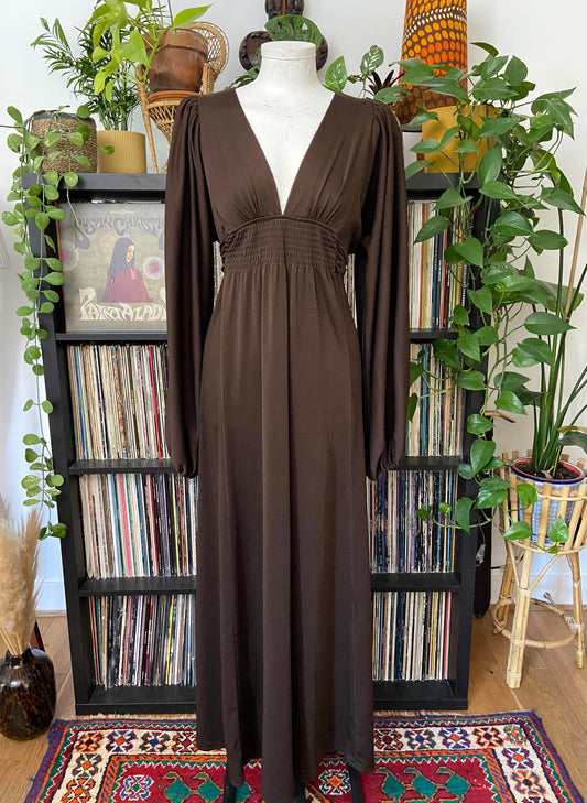 Vintage 1970s Brown Ossie Clark Maxi Dress