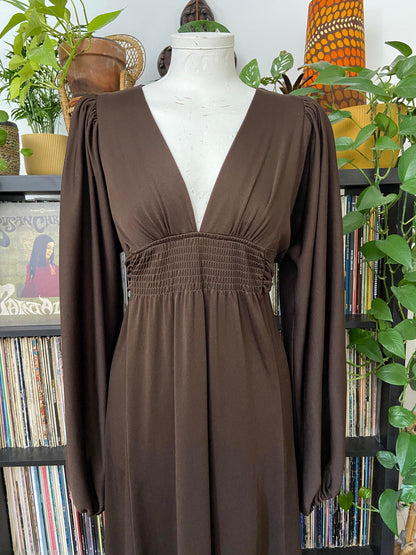 Vintage 1970s Brown Ossie Clark Maxi Dress