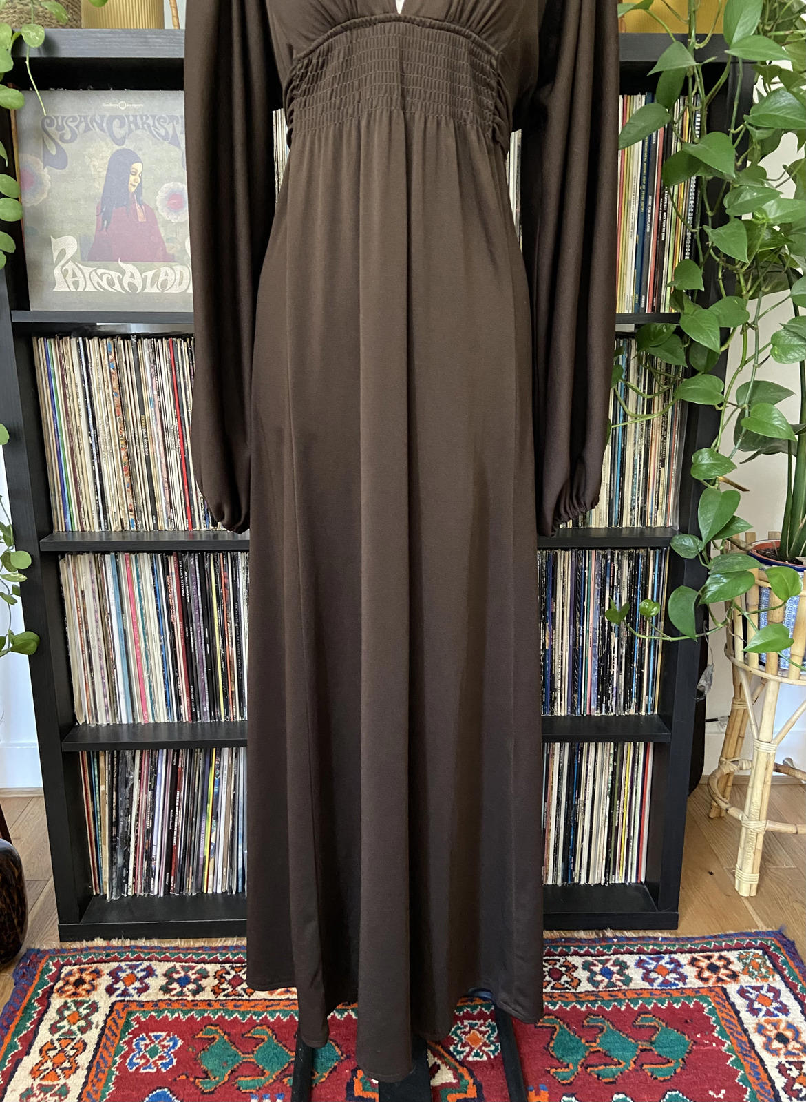 Vintage 1970s Brown Ossie Clark Maxi Dress
