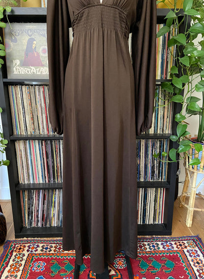 Vintage 1970s Brown Ossie Clark Maxi Dress