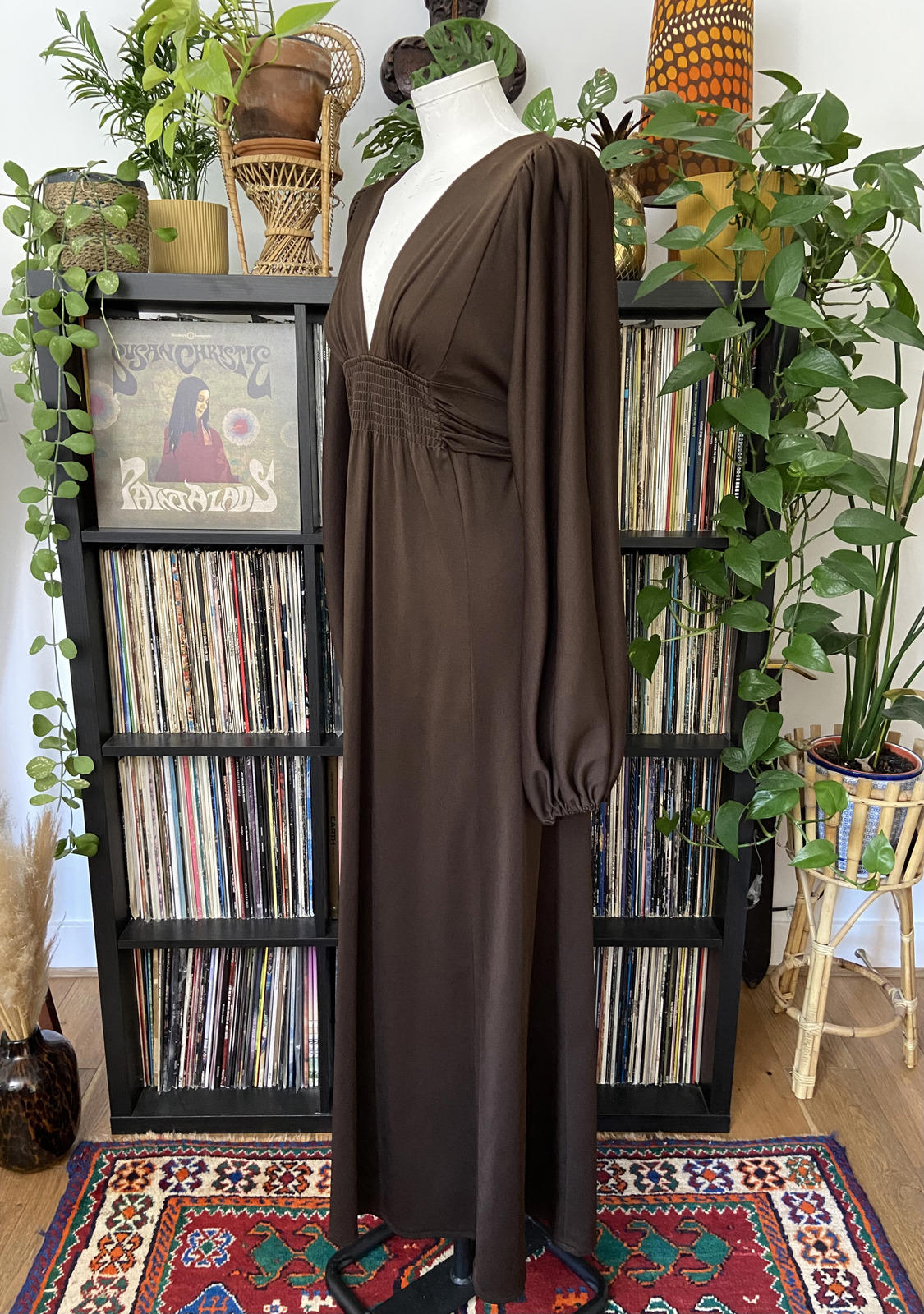 Vintage 1970s Brown Ossie Clark Maxi Dress
