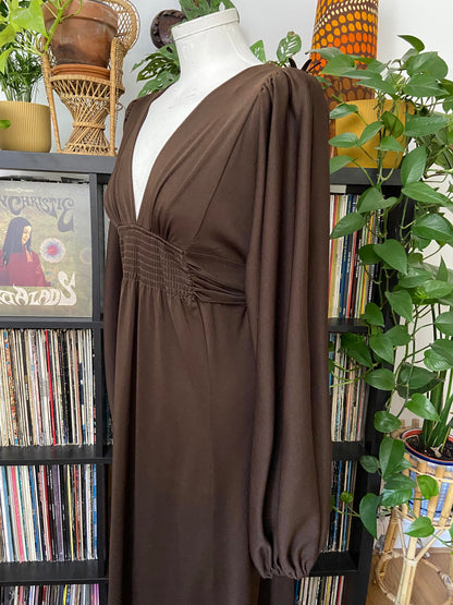 Vintage 1970s Brown Ossie Clark Maxi Dress