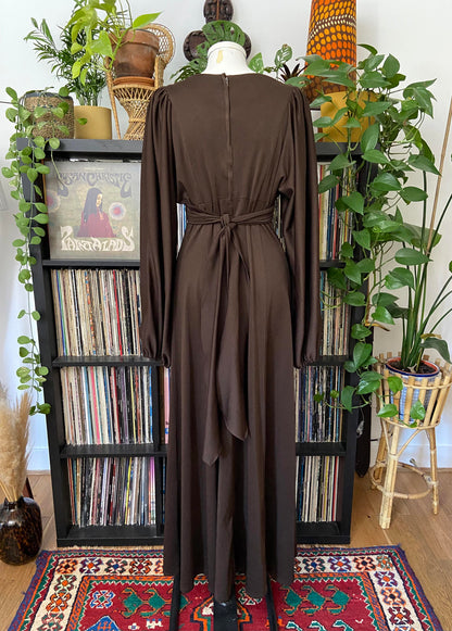 Vintage 1970s Brown Ossie Clark Maxi Dress