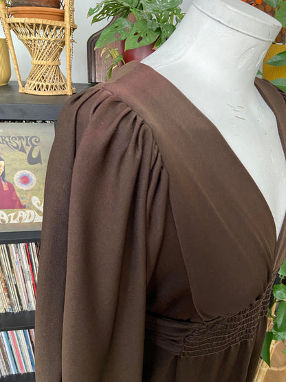 Vintage 1970s Brown Ossie Clark Maxi Dress