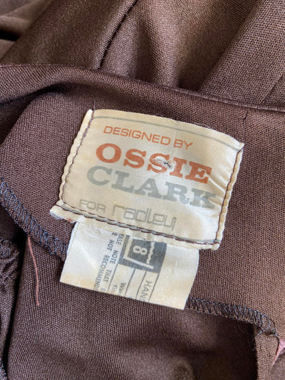 Vintage 1970s Brown Ossie Clark Maxi Dress