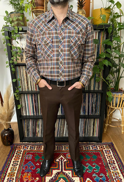 Vintage 1970s Brown Sears King's Road Western Shirt