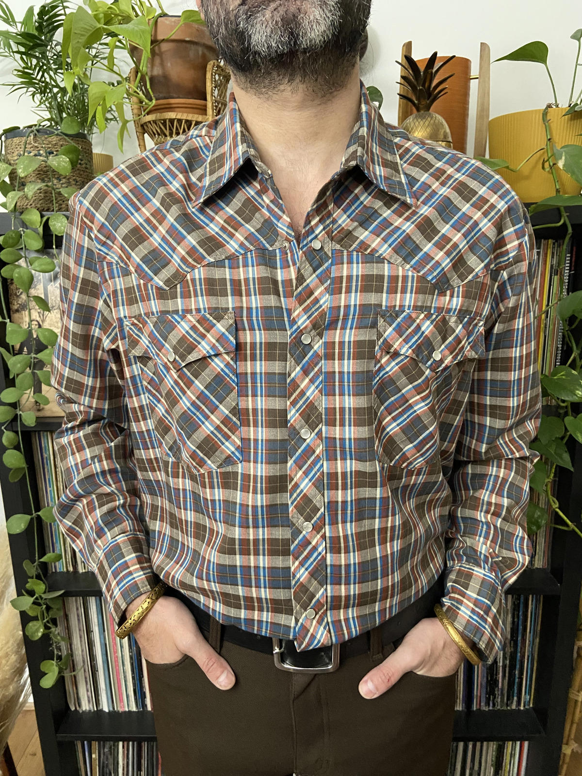 Vintage 1970s Brown Sears King's Road Western Shirt