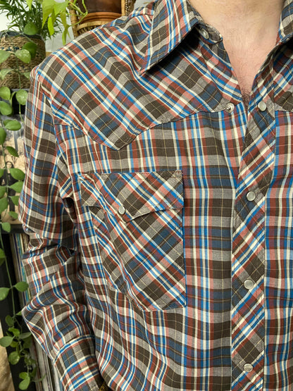 Vintage 1970s Brown Sears King's Road Western Shirt