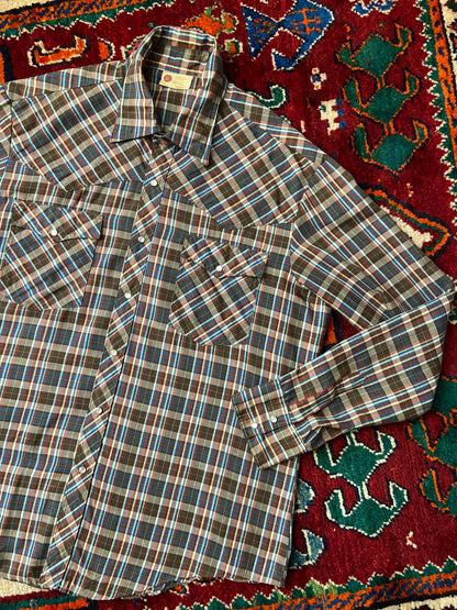 Vintage 1970s Brown Sears King's Road Western Shirt