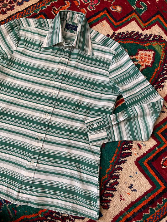 Vintage 1970s Striped Green & White Shirt