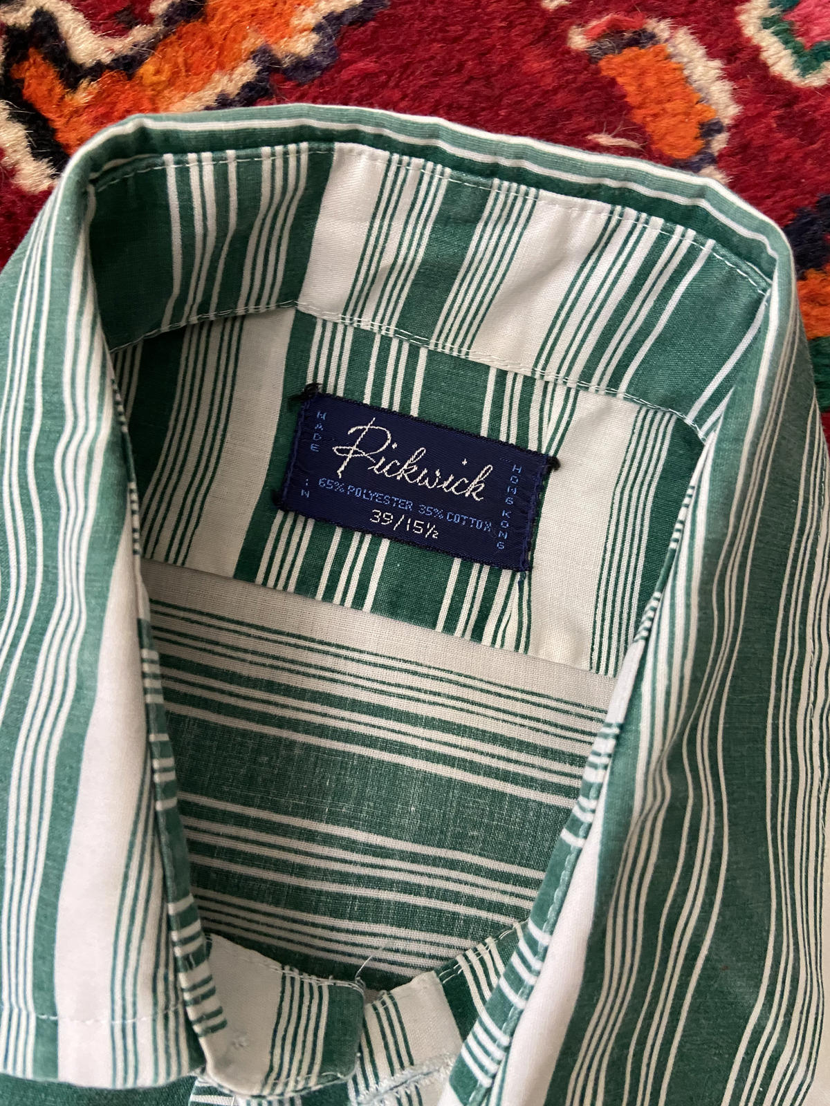 Vintage 1970s Striped Green & White Shirt