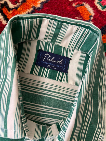 Vintage 1970s Striped Green & White Shirt
