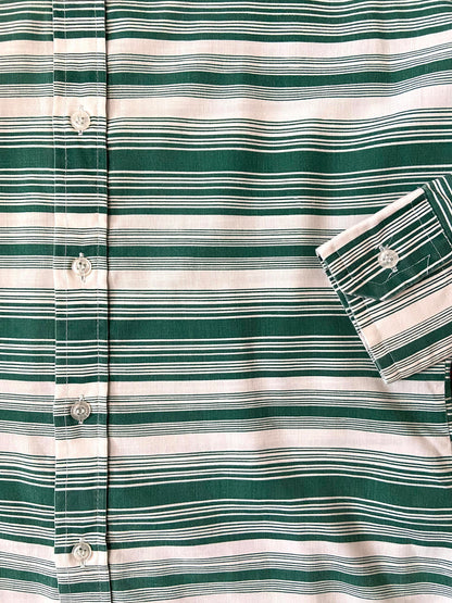 Vintage 1970s Striped Green & White Shirt