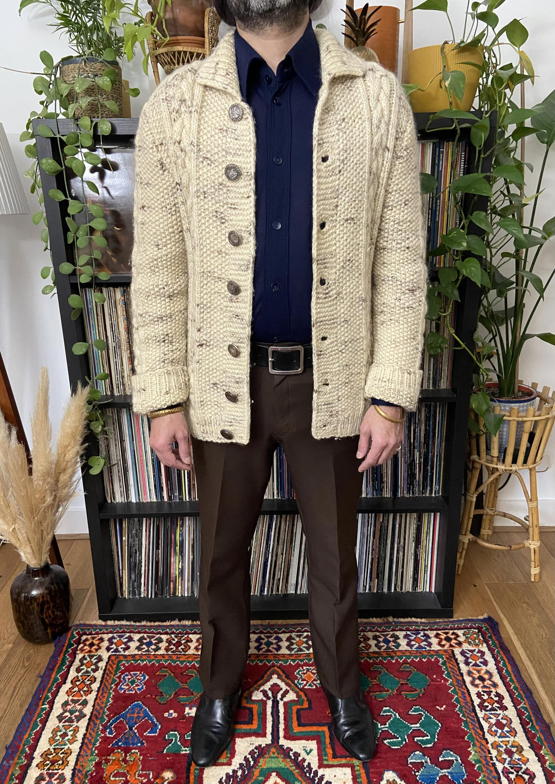 Vintage 1970s Chunky Cable Knit Cardigan
