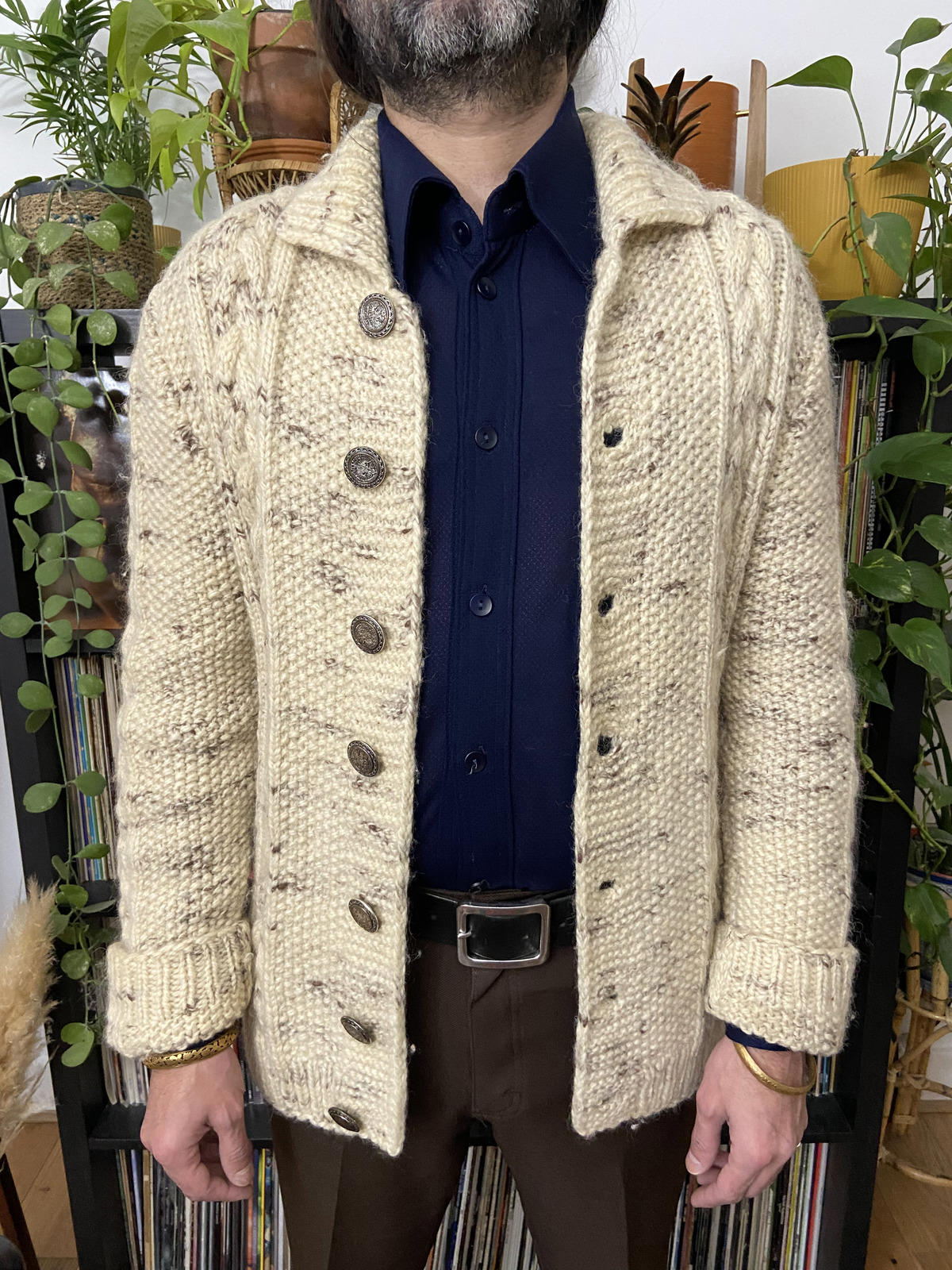 Vintage 1970s Chunky Cable Knit Cardigan