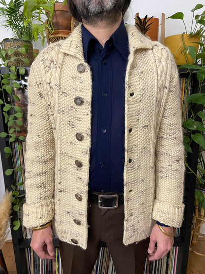 Vintage 1970s Chunky Cable Knit Cardigan