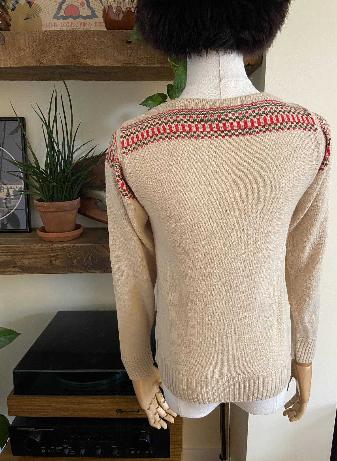 Vintage Italian Beige Folk Jumper